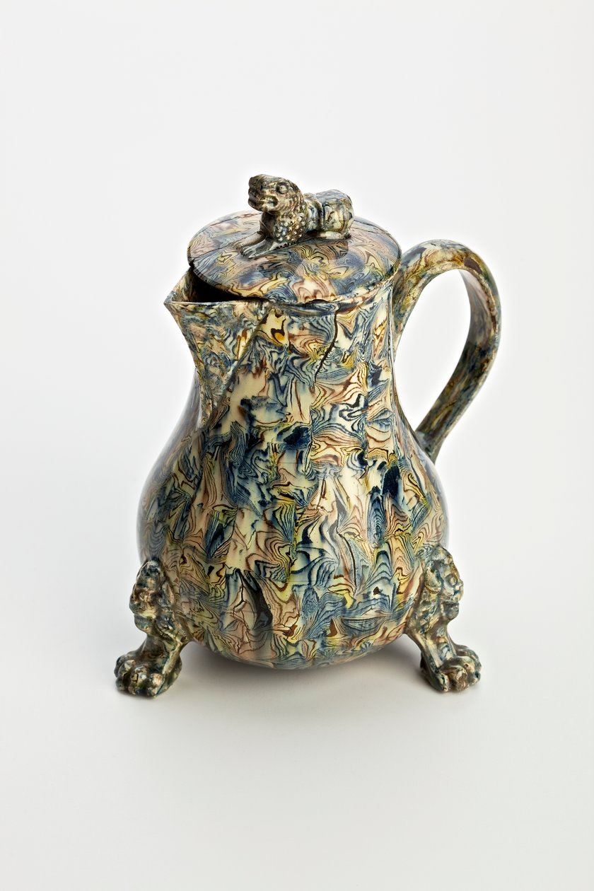Staffordshire solid agateware effektkande, ca. 1760-70 (blyglaseret lertøj) af English School