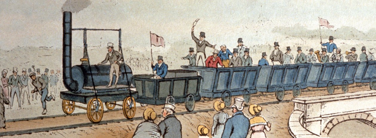 Stockton-Darlington Railway. omkring 1830 (gravering) af English School