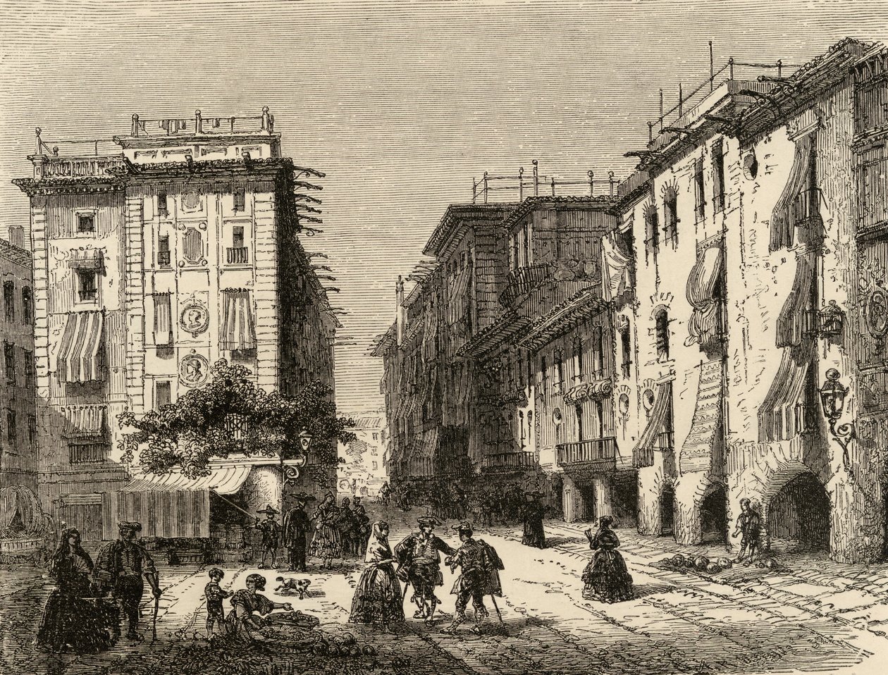 Gade i Barcelona, illustration fra 