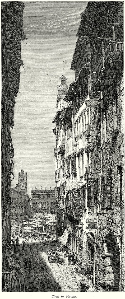 Gade i Verona (kobberstik) af English School