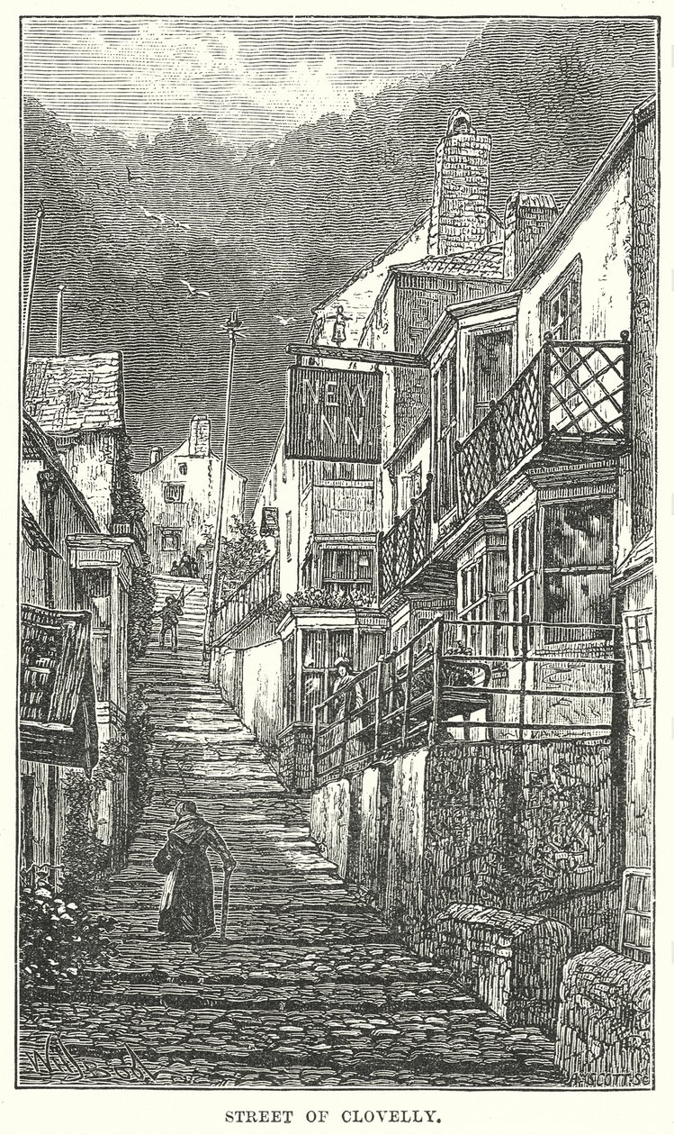 Gaden i Clovelly (gravering) af English School