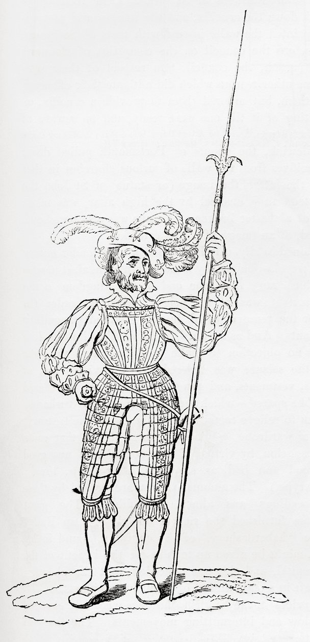 Ribbet og graveret rustning fra det gamle England: A Pictorial Museum, pub. 1847 af English School