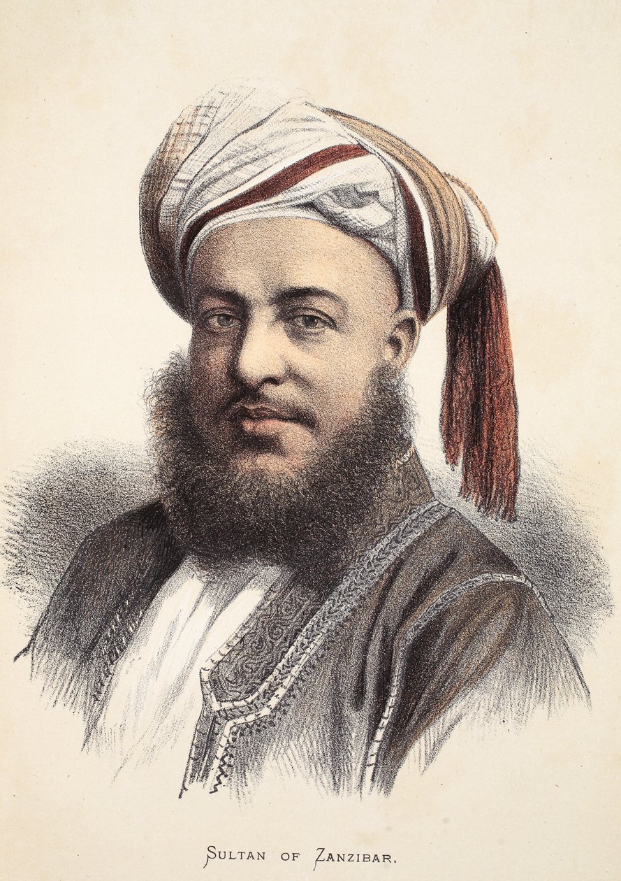 Sultan of Zanzibar, illustration fra The Pictorial Edition of the Life and Discoveries of David Livingstone af J. Ewing Richie, pub. af A. Fullarton & Co., 1876 af English School