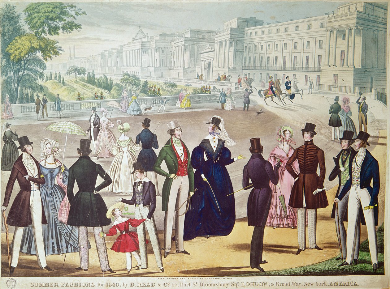 Sommermode for 1840 (farvegravering) af English School