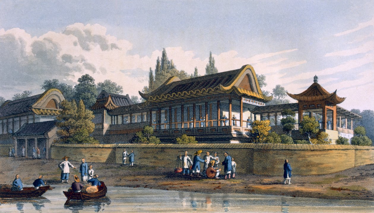 Kejserens sommerpalads, overfor byen Tien-Sing, 1817 af English School