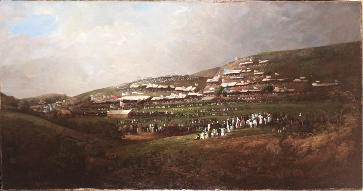 Sunderland, Races at Tunstall Hope, ca. 1835-40 (olie på lærred) af English School
