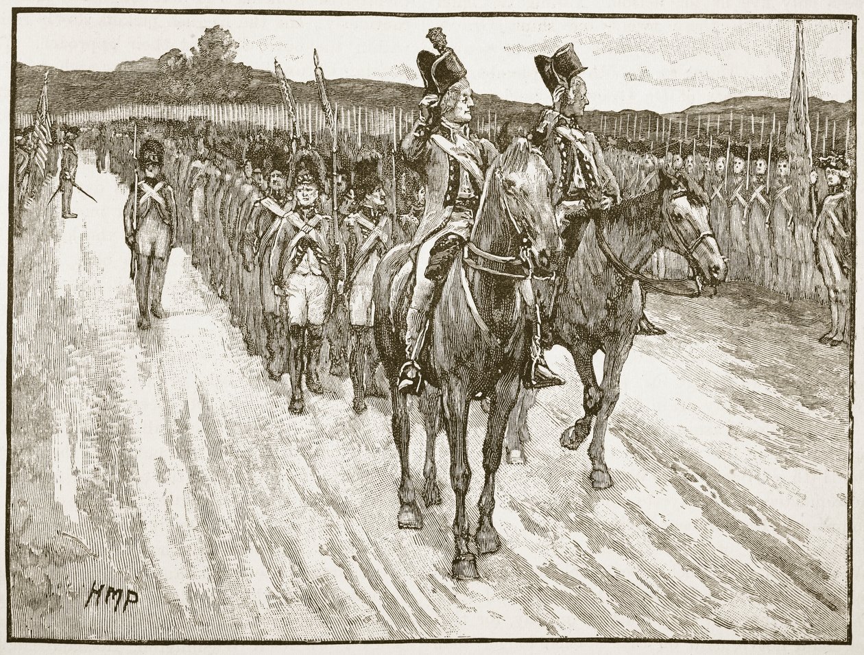 Surrender of Lord Cornwallis, York Town, 1781, illustration fra Cassells Illustrated History of England (sepiafoto) af English School