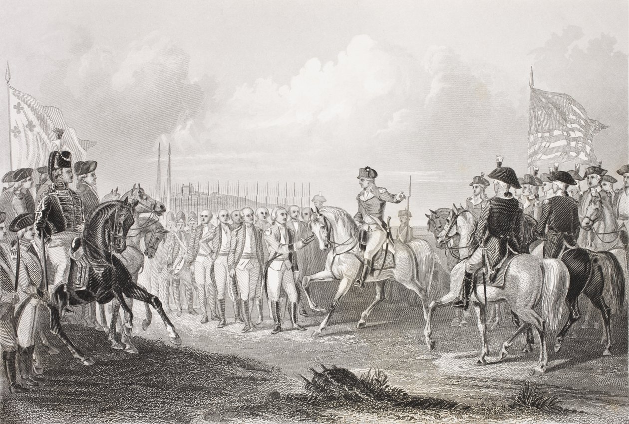 Overgivelse af Lord Cornwallis i Yorktown, Virginia, 19. oktober 1781 fra 