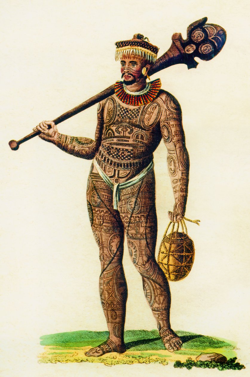 Tatoveret mand fra Marquesas-øerne, 1843 af English School