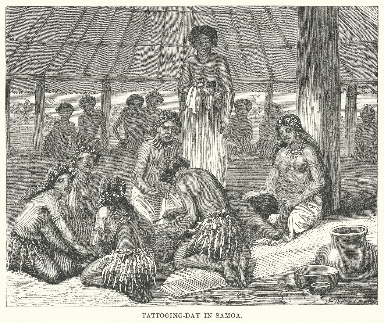 Tatoveringsdag i Samoa (gravering) af English School
