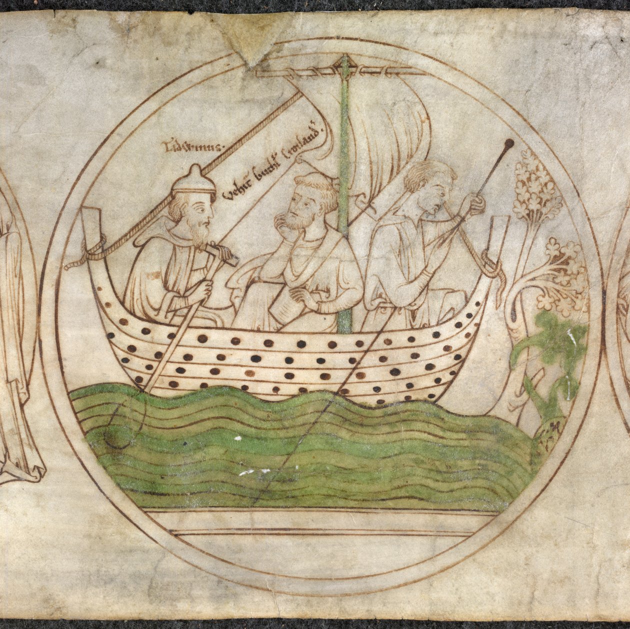 Tatwin transporterer Guthlac med båd til Crowland, fra 