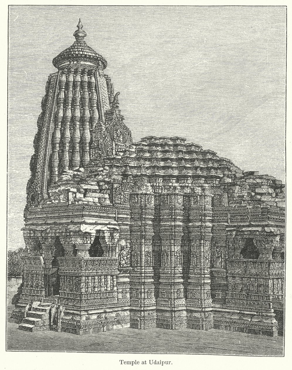 Tempel i Udaipur (gravering) af English School