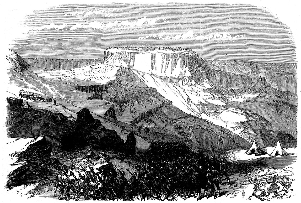 Den 33. fod rykker frem på Magdala, fra den britiske ekspedition til Abessinien, 1868 af English School