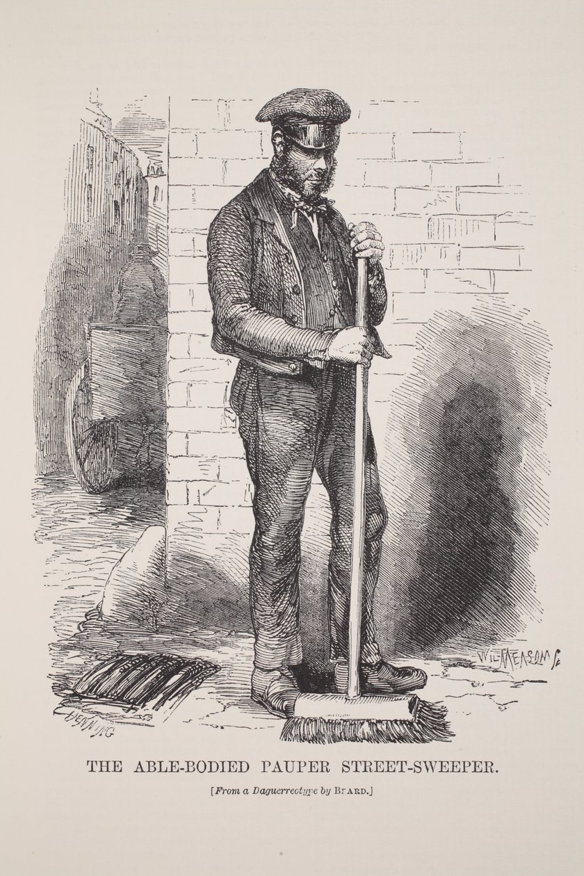 The Able-Bodied Pauper Street-Sweeper, fra daguerreotypiet af Richard Beard, illustration fra London Labor og London Poor af Henry Mayhew, pub. 1862 af English School