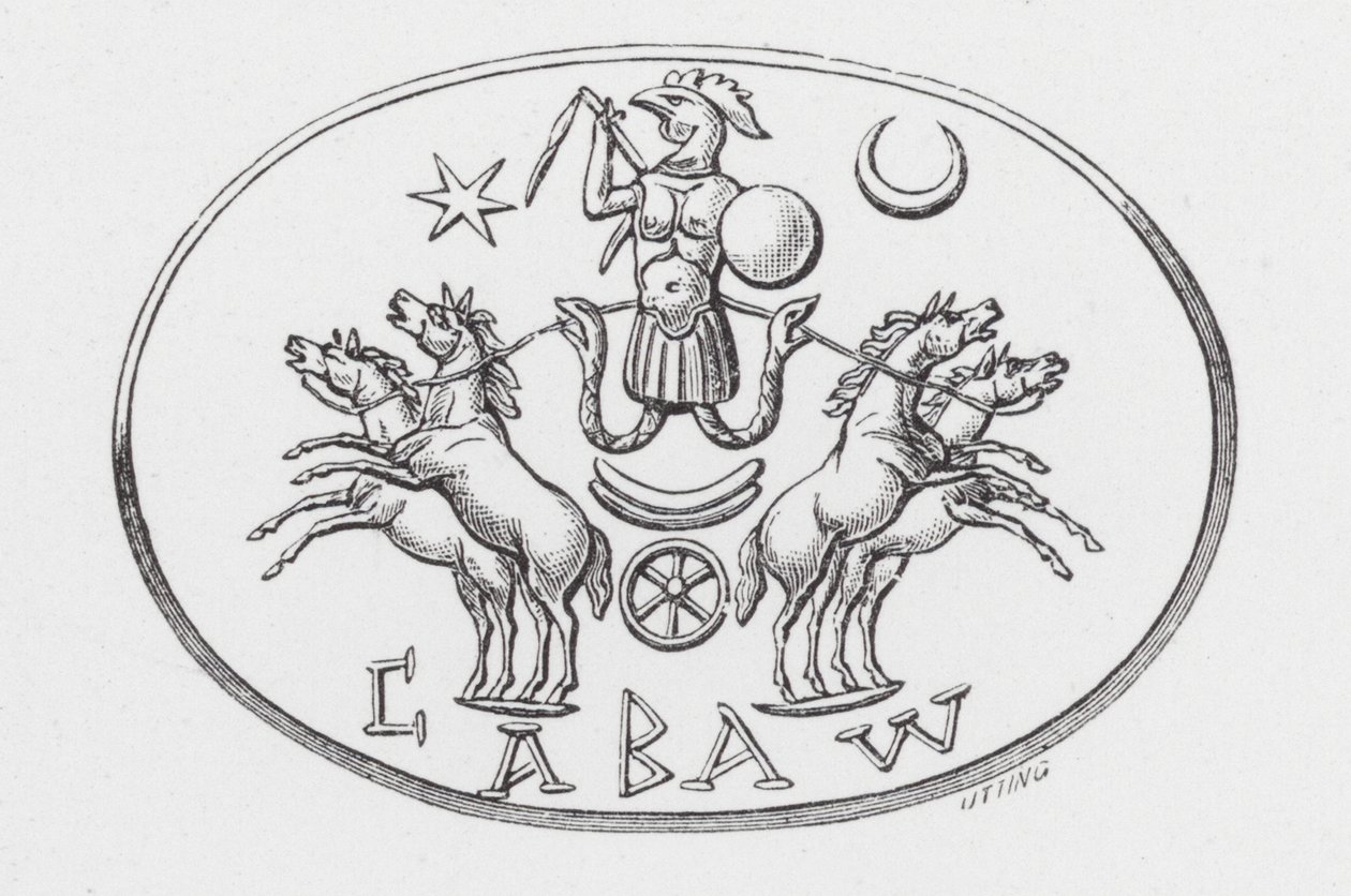 Abraxas-guden i Phoebus bil (gravering) af English School