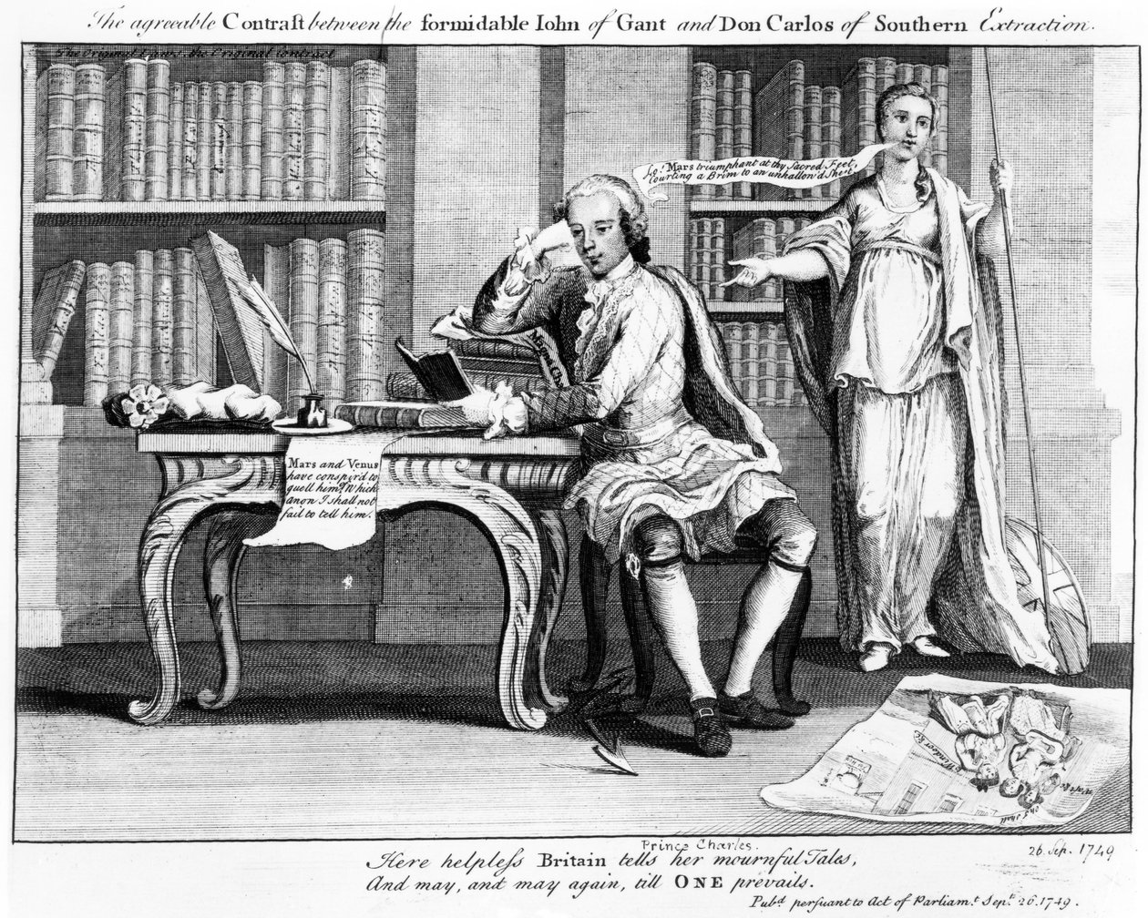Den behagelige kontrast mellem den formidable John af Gant og Don Carlos fra Southern Extraction, 1749 af English School