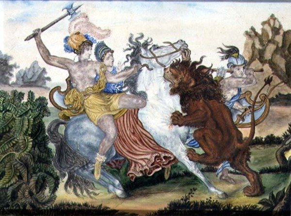 The Amazons, ca. 1830 (gouache på papir) af English School