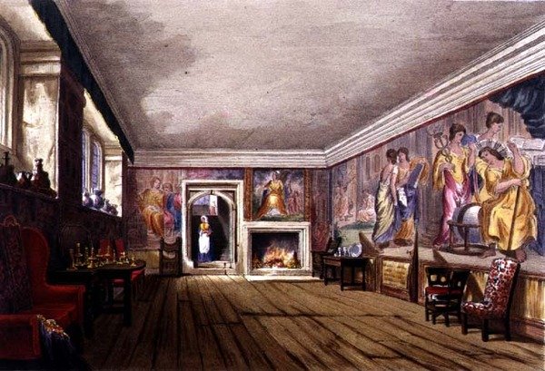 The Ante Room, Cotehele house, ca. 1830-40 (farve litho) af English School