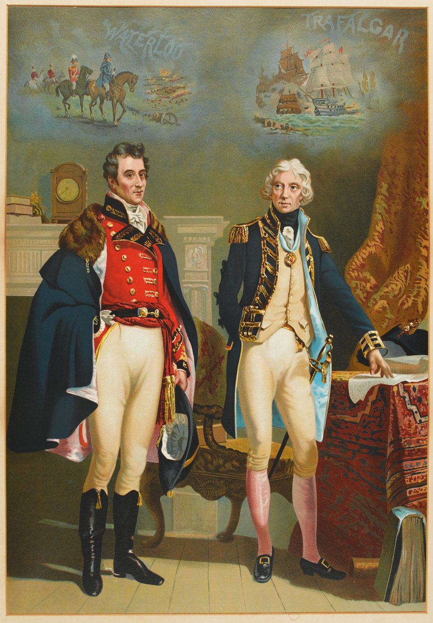 Hæren og flåden repræsenterer det eneste interview mellem de store befalingsmænd, Wellington (1769-1852) og Nelson (1758-1805) ca. 1890 af English School