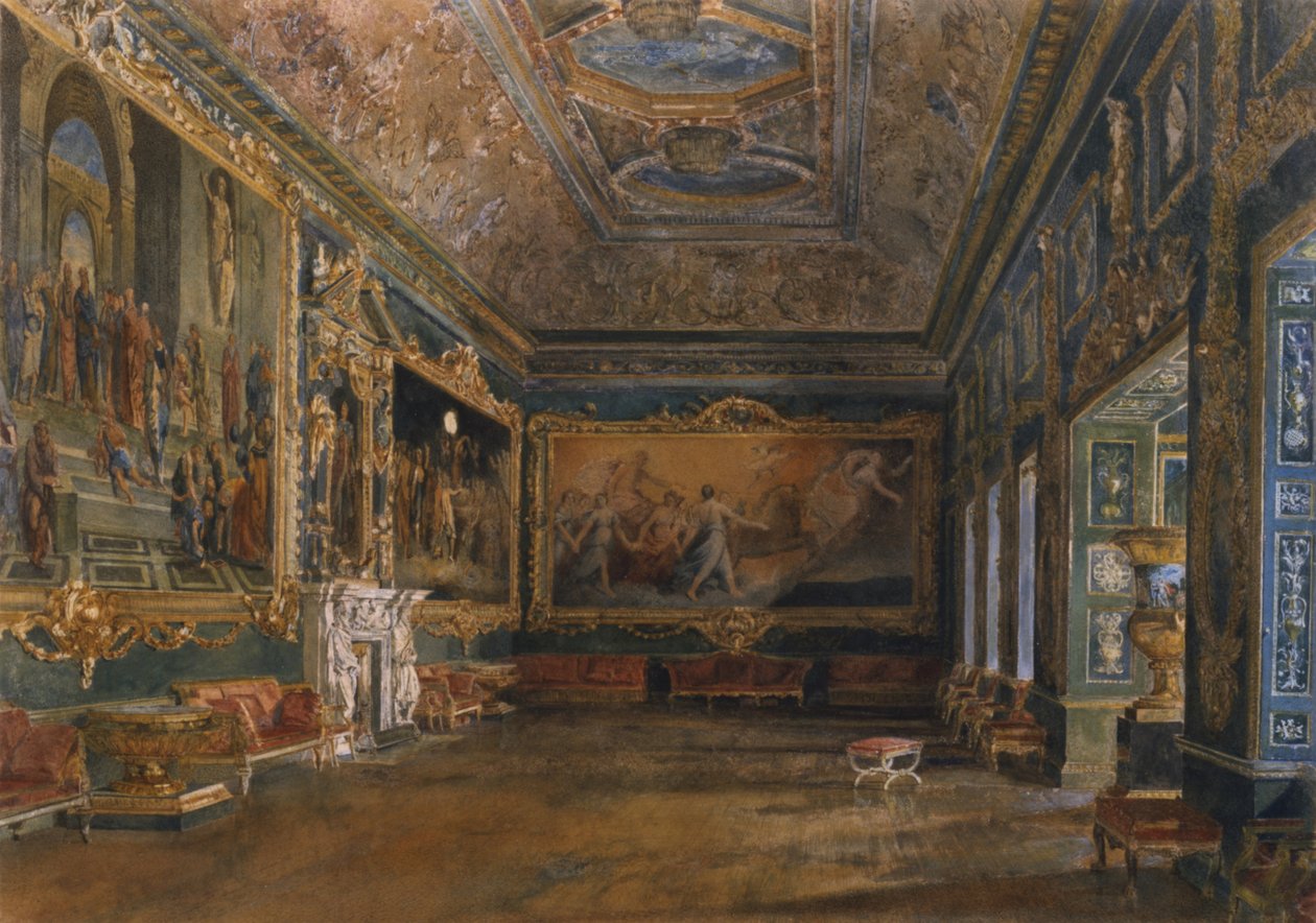 The Ball Room, Northumberland House, ca. 1870 (akvarel) af English School
