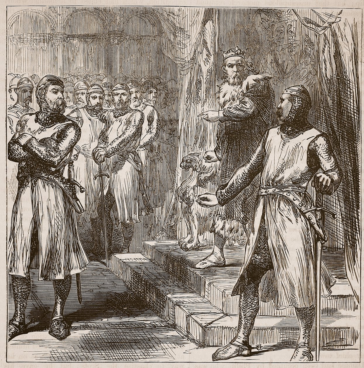 Baronerne gør oprør mod kongen, illustration fra Cassells Illustrated History of England (sepia foto) af English School