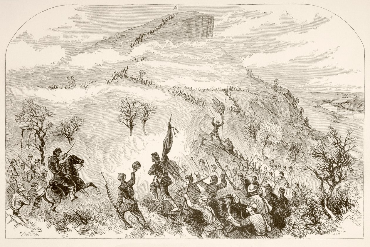 Slaget ved Lookout Mountain (litho) af English School