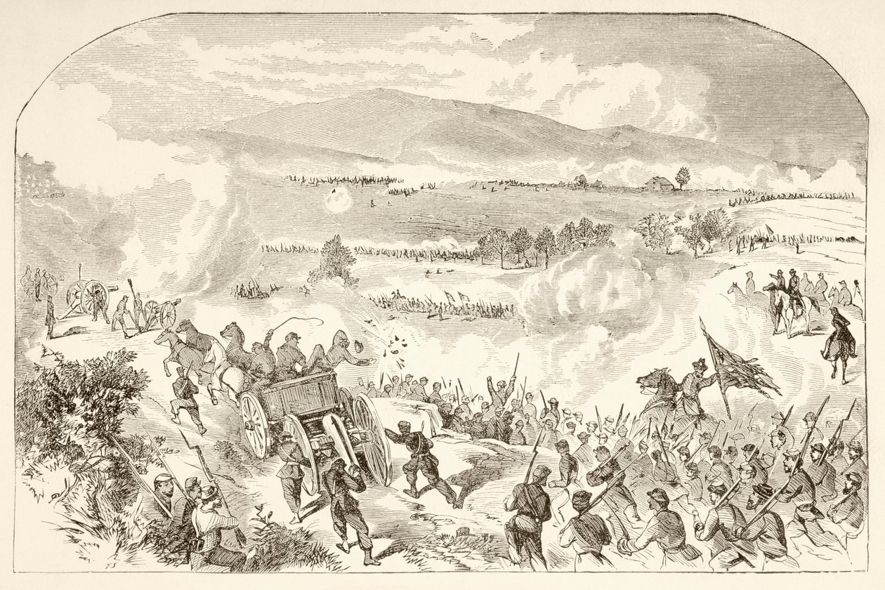 Slaget ved Malvern Hill (litho) af English School