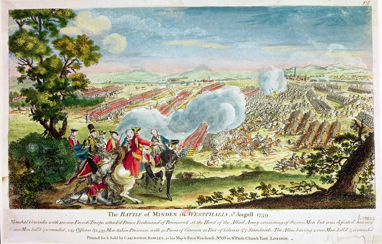 Slaget ved Minden i Westfalen i 1759 af English School
