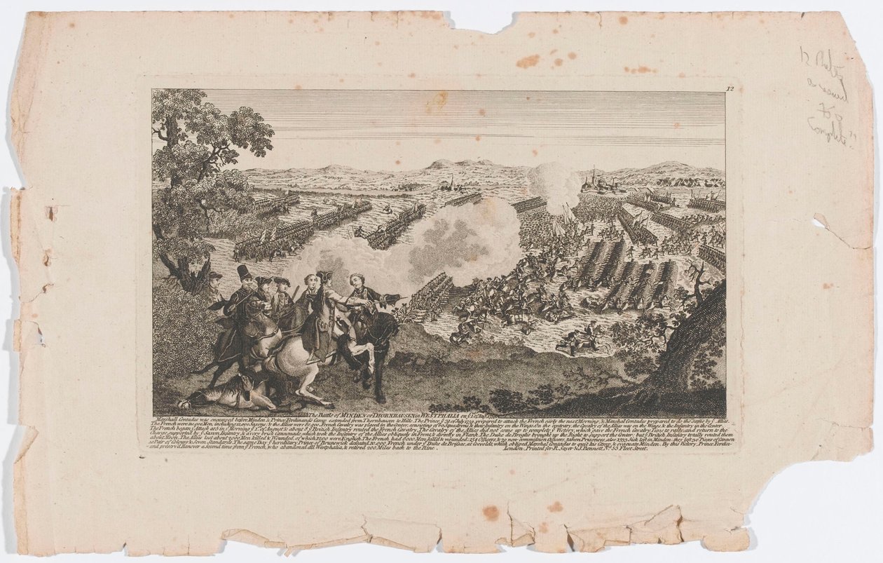 ?Slaget ved Minden eller Thornhausen i Westfalen den 1. august 1759? af English School