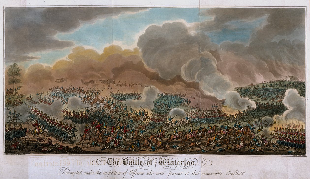 Slaget ved Waterloo, 1815, 1817 (akvatint) af English School