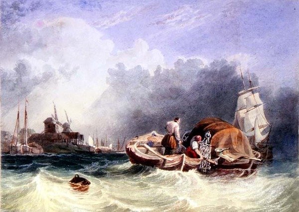 Begyndelsen af en storm (akvarel) af English School