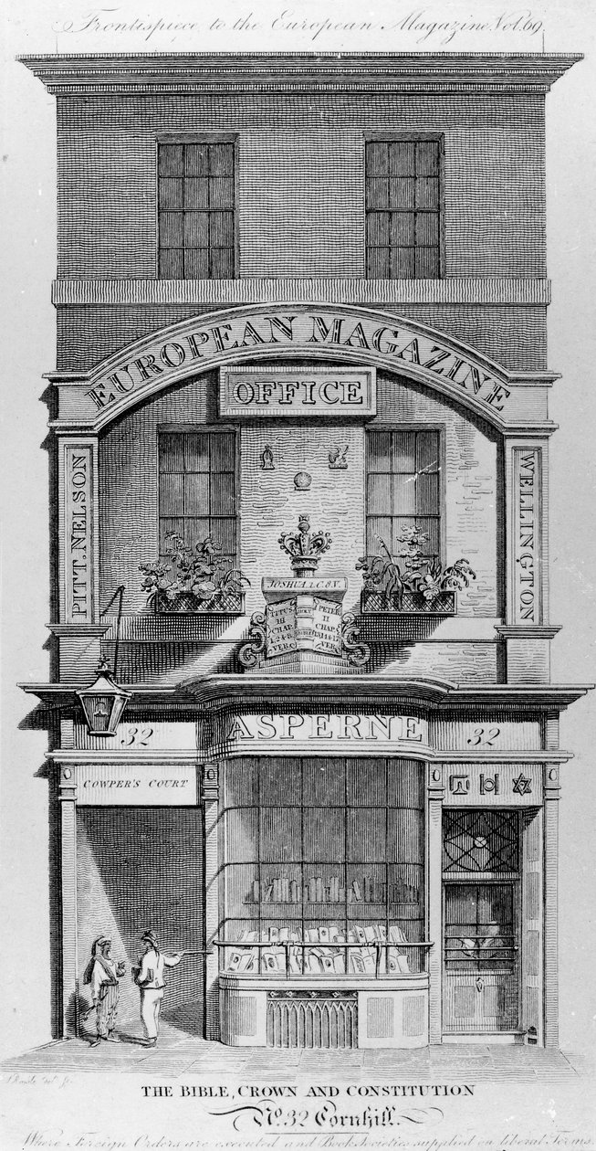 Bibelen, kronen og forfatningen, Cornhill, London (gravering) af English School
