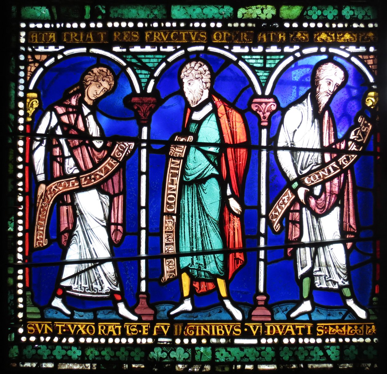 De velsignede stater, Canterbury Cathedral (farvet glas) af English School