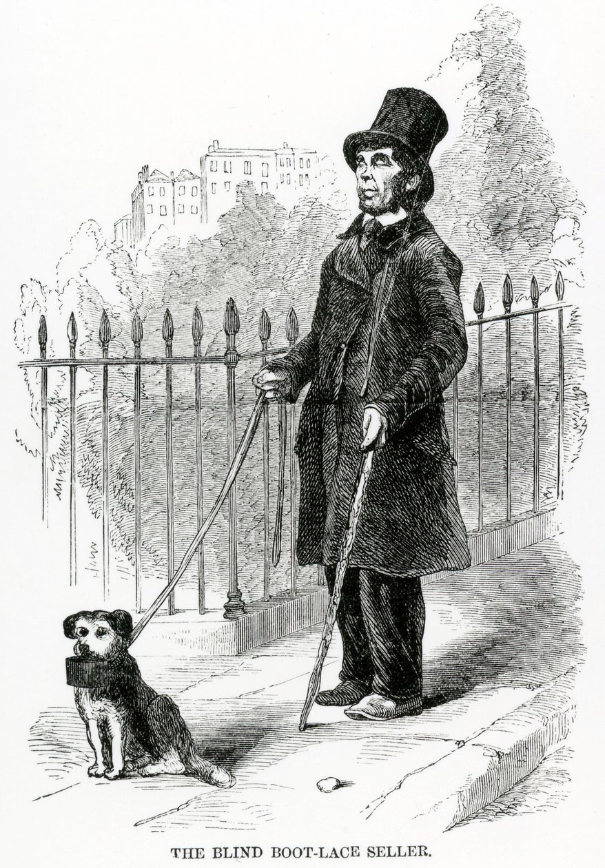 Den blinde støvle-snøre-sælger, ca. 1840 af English School