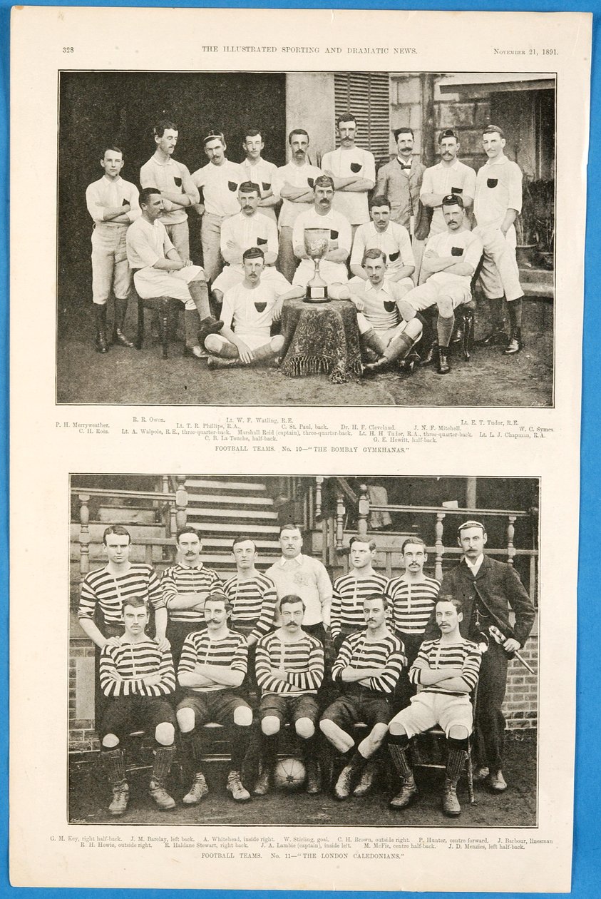 The Bombay Gymkhanas og The London Caledonians, fodboldhold med i The Illustrated Sporting and Dramatic News, 21. november 1891 af English School