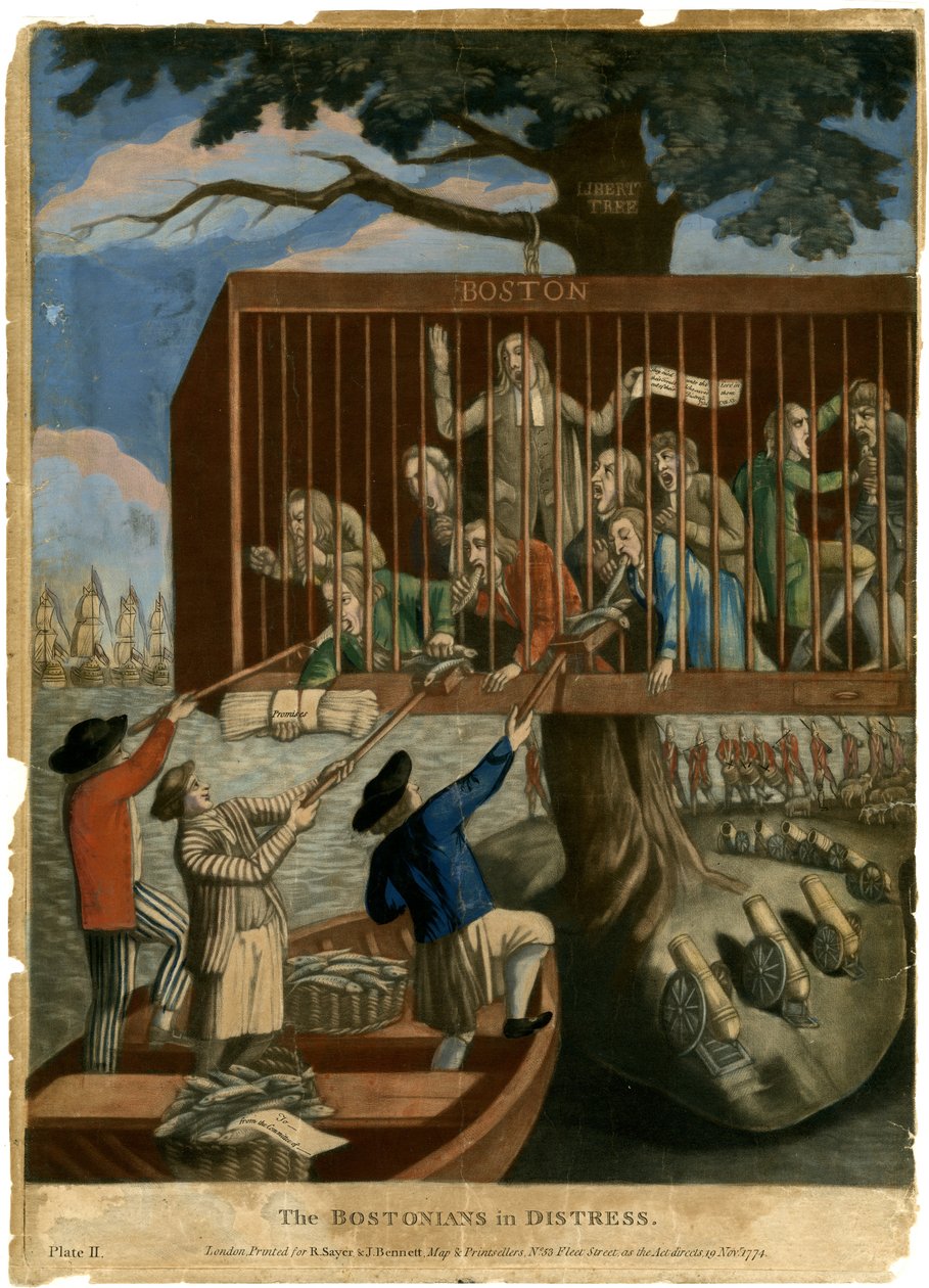 Bostonianerne i nød, 1774 af English School