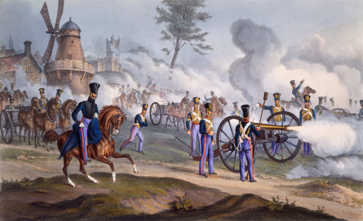 The British Royal Horse Artillery - Kanoner på slagmarken, 1835 af English School