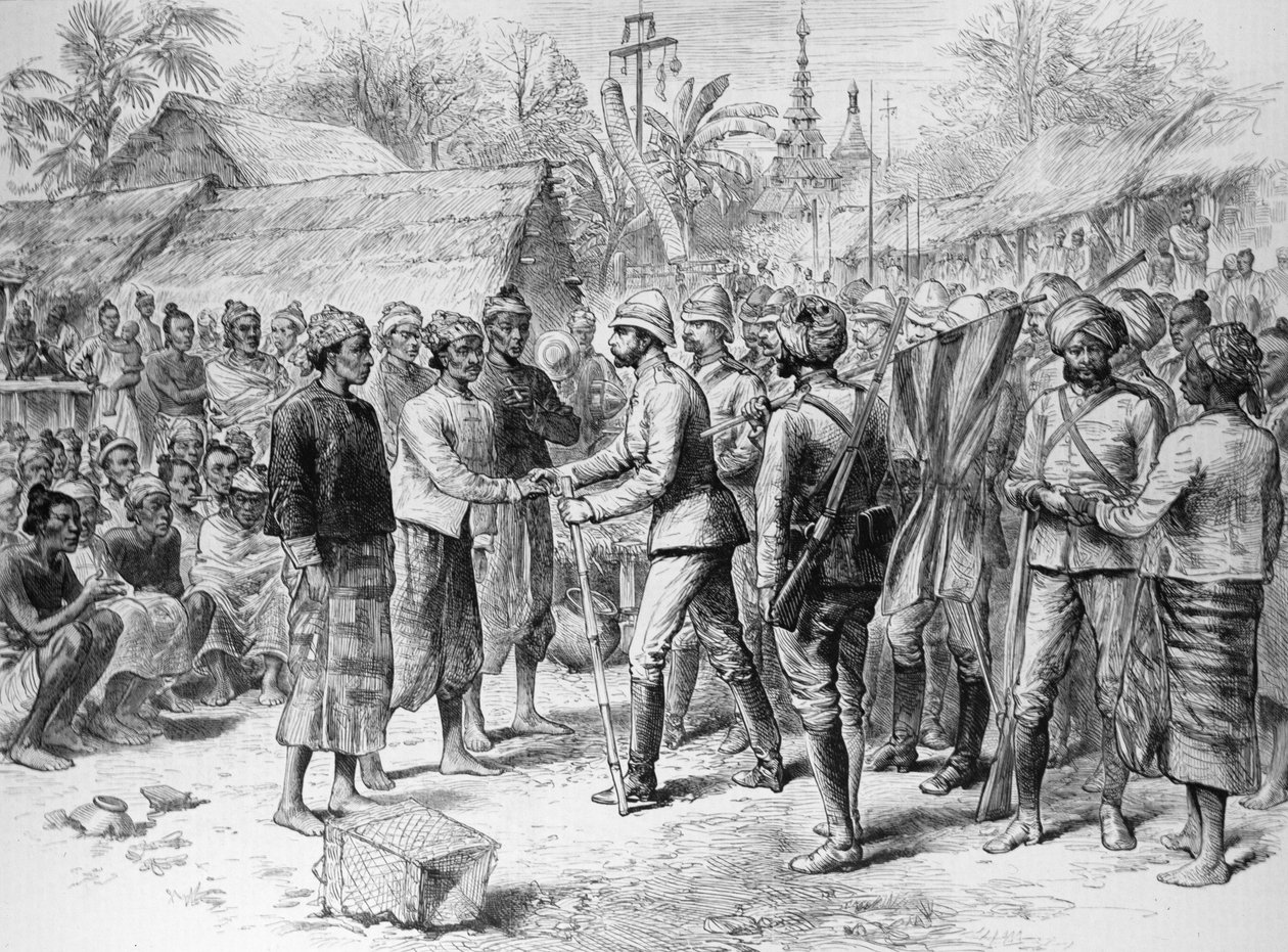 The Burmah Expedition: General Prendergasts interview med officererne og resterne af den burmesiske hær, fra 
