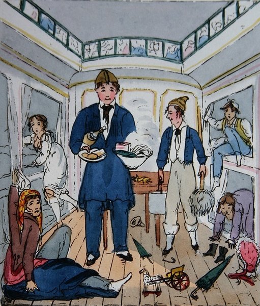 "The Cabin", fra "De Paris a Douvres" af Roger Bookem af English School