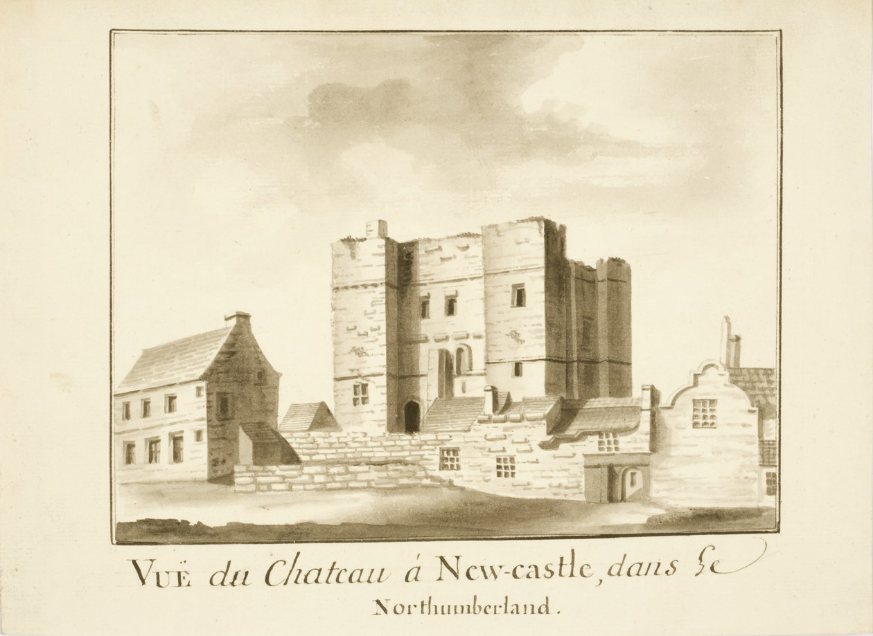 The Castle, Newcastle upon Tyne (blæk og blyant på papir) af English School
