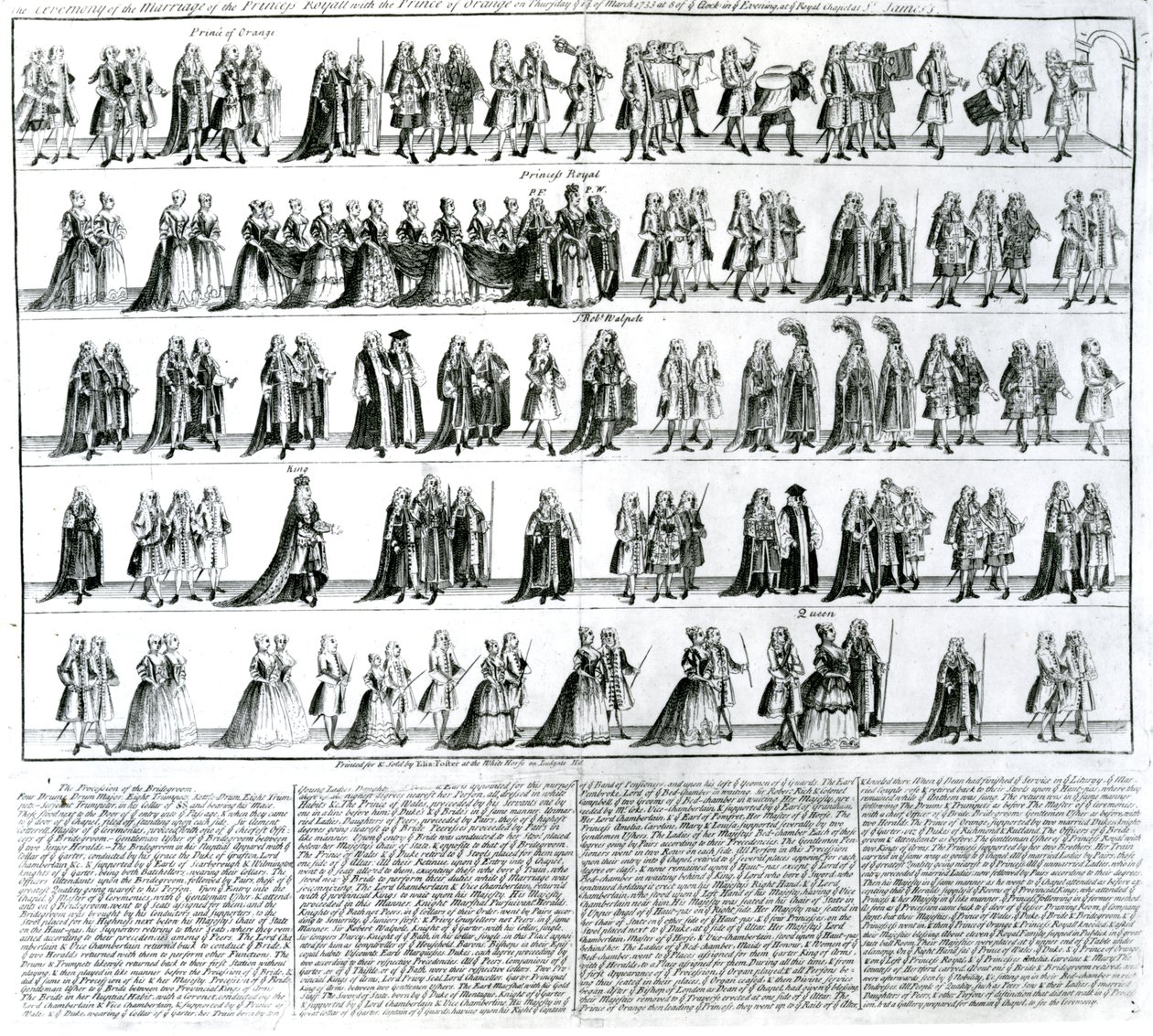 Ceremonien for Prinsesse Royals bryllup med Prinsen af Orange, 1734 af English School