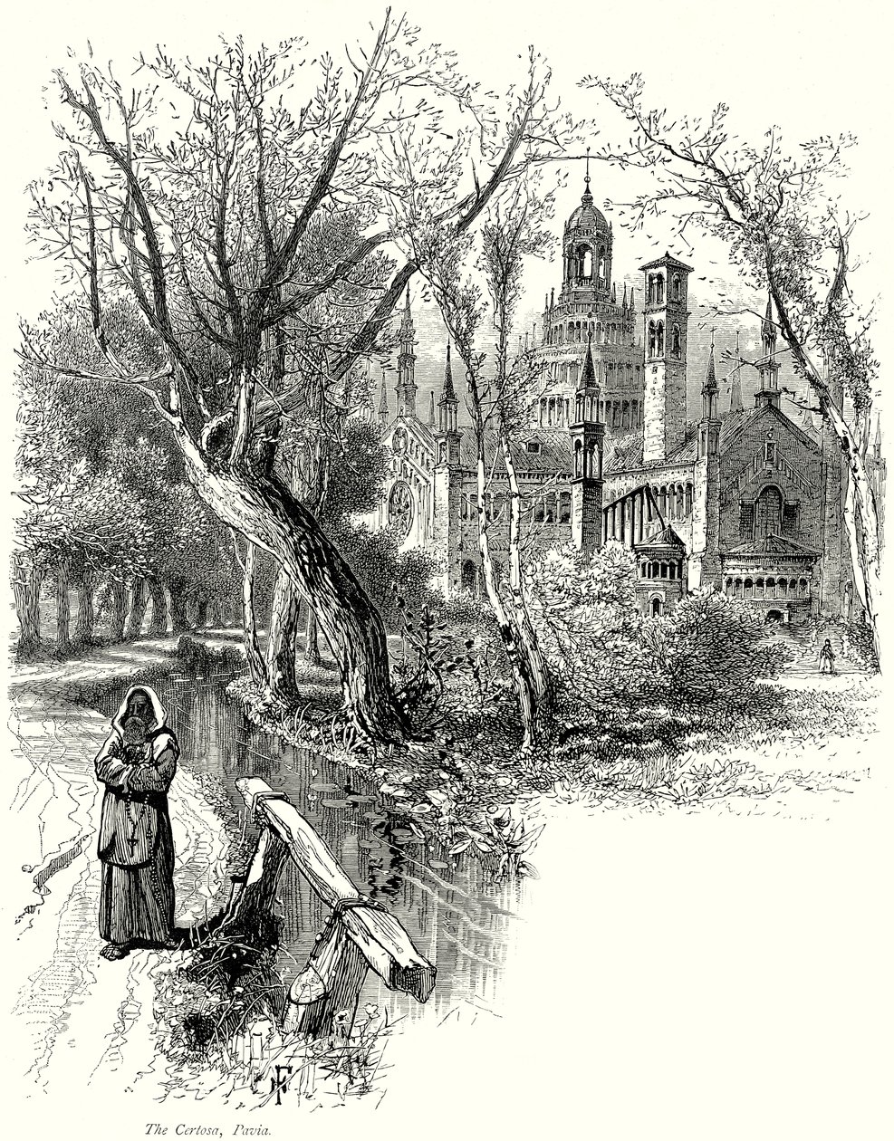 Certosa, Pavia (kobberstik) af English School