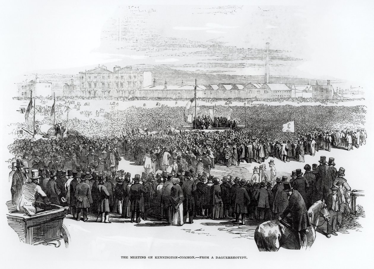 Chartistmødet på Kennington Common, april 1848 af English School