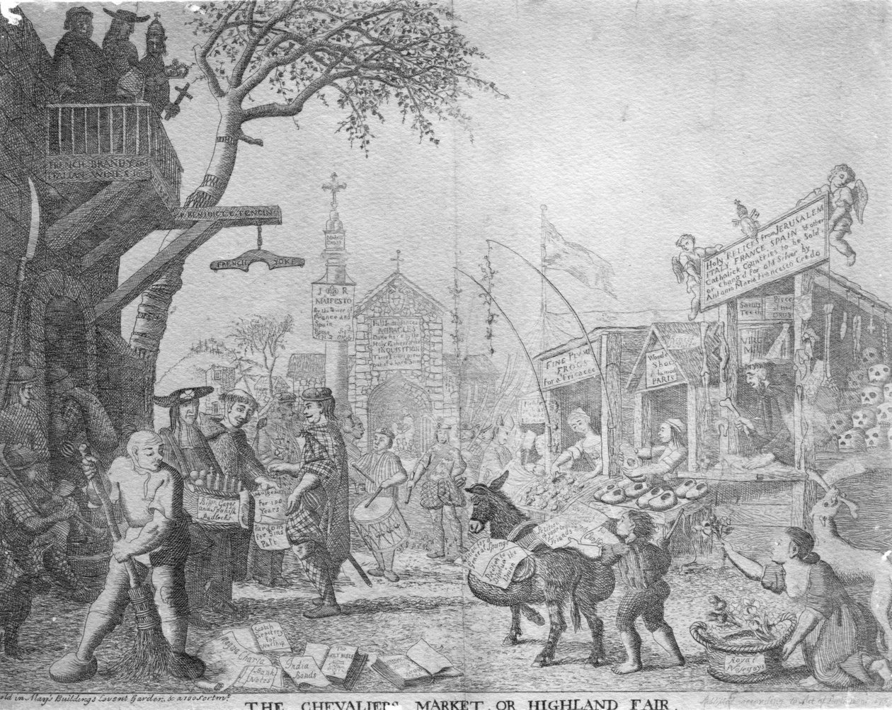 Chevaliers Market, eller Highland Fair, udgivet af George Bickham den yngre, 1745 af English School