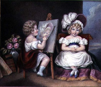 Børneportrætteren, ca.1825 (akvarel på papir) af English School