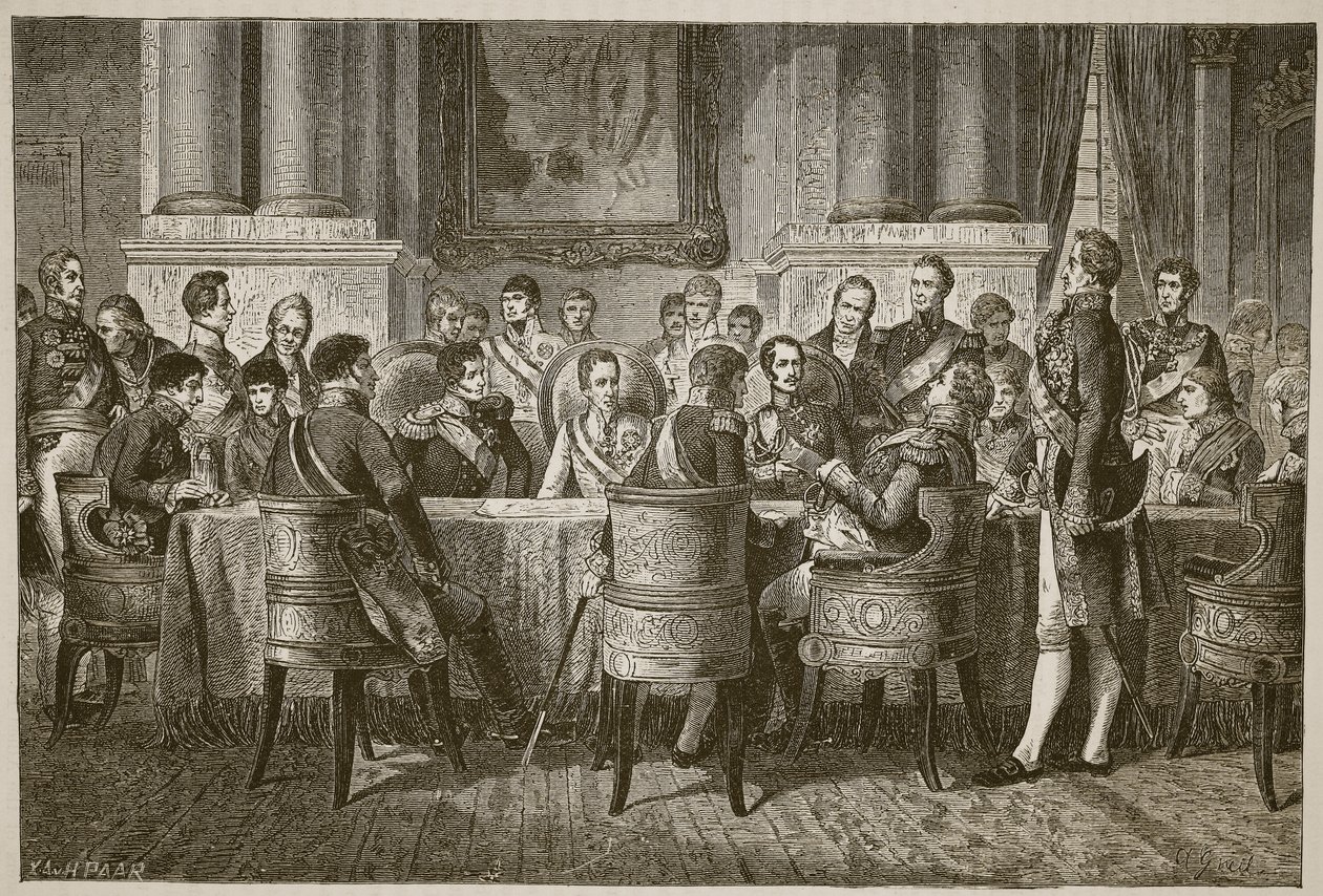 The Congress of Vienna, illustration fra Cassells Illustrated History of England (sepia foto) af English School
