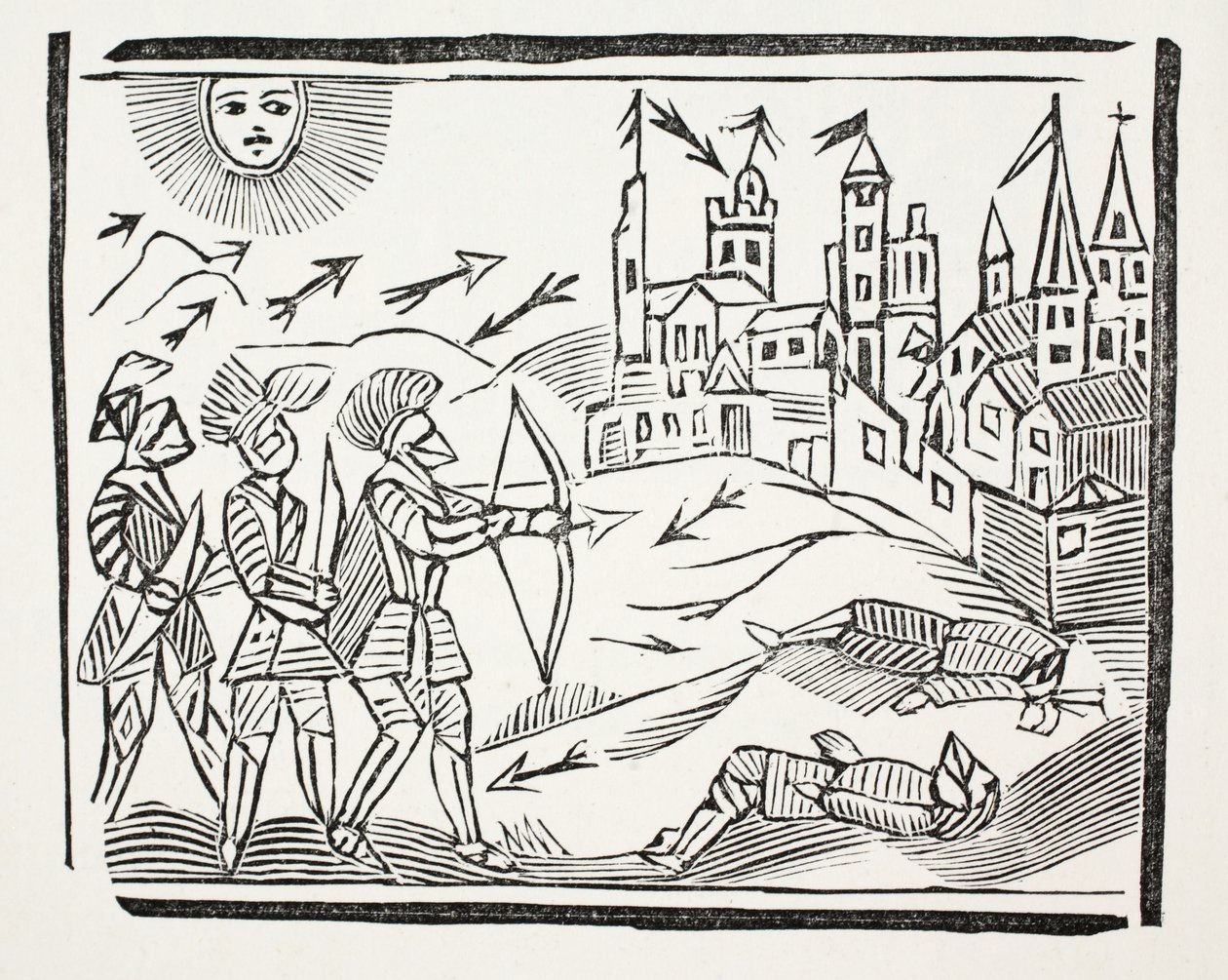Erobringen af Frankrig med Edward den Sorte Prinss liv og glorværdige handlinger, illustration fra Chap-books of the Eighteenth Century af John Ashton, pub. 1882 af English School