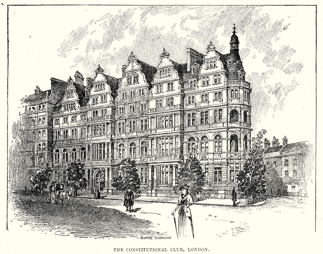 The Constitutional Club, London (kobberstik) af English School