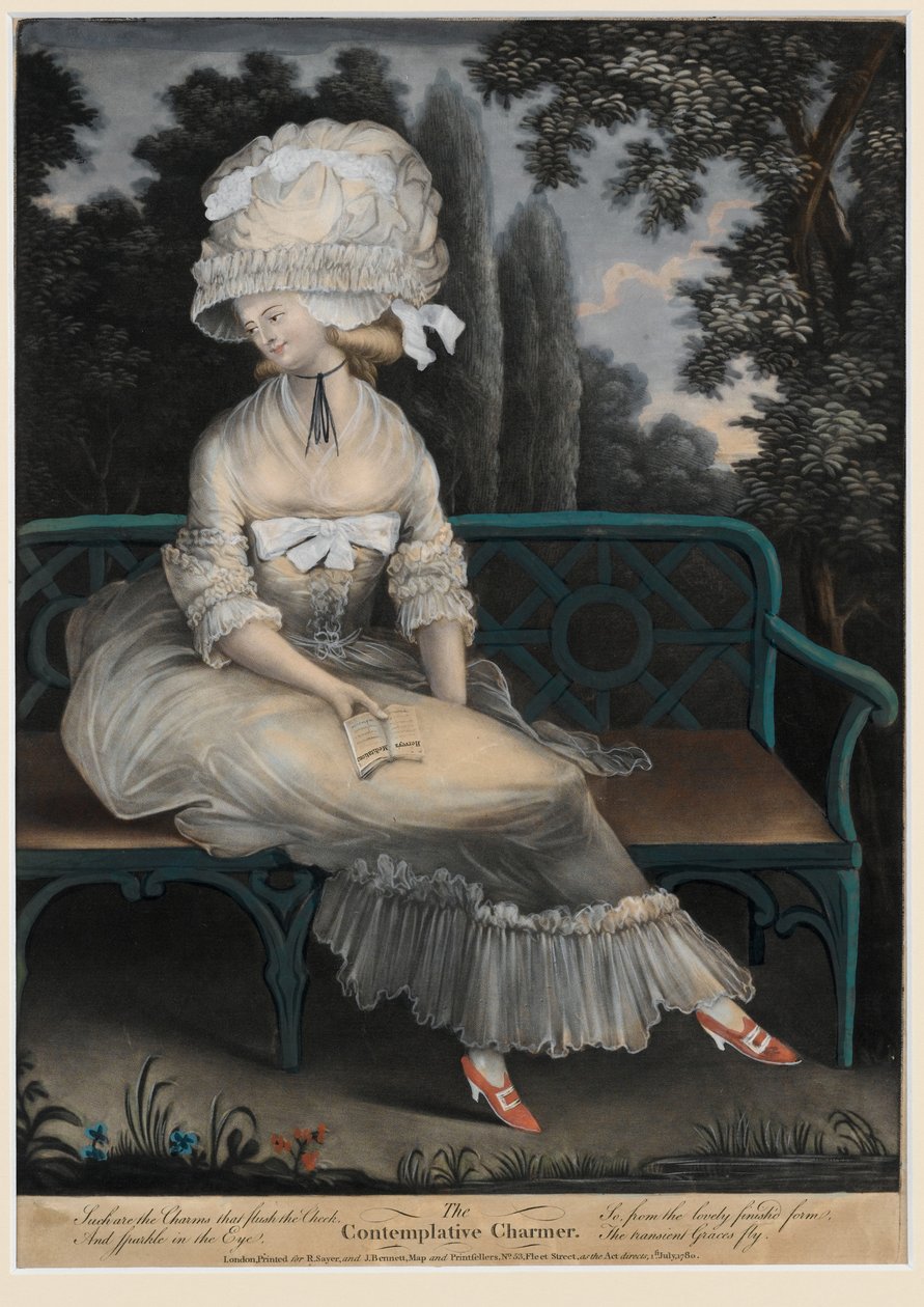 The Contemplative Charmer, 1780 (håndfarvet mezzotint) af English School