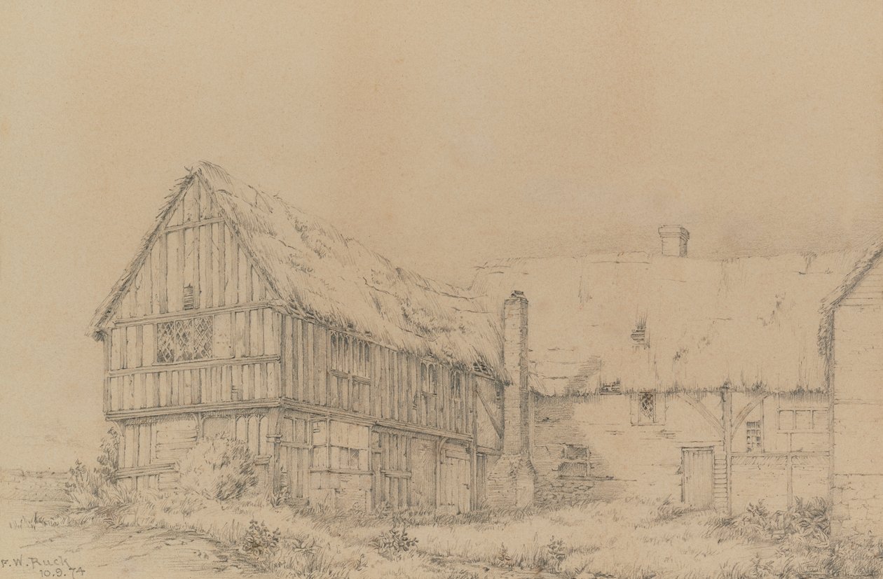 Court Lodge i East Farleigh, nær Maidstone, ca. 1874 (blyant) af English School
